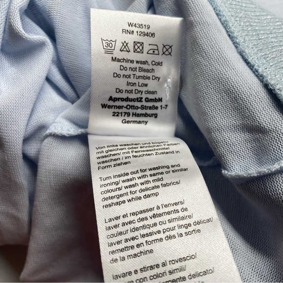 Ambria Size 14 3/4 Sleeve Blue Shirt w/ Metallic Stars & Button Sleeve Detail - Picture 8 of 14